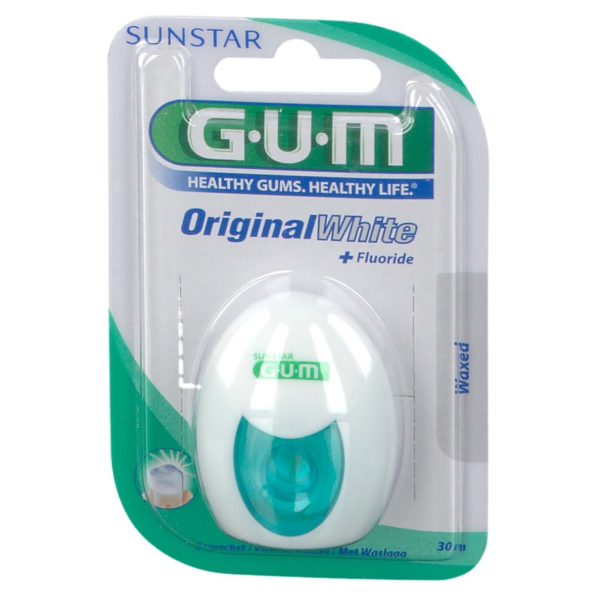 Gum Original White + Fluoride filo interdentale sbiancante 30 mt