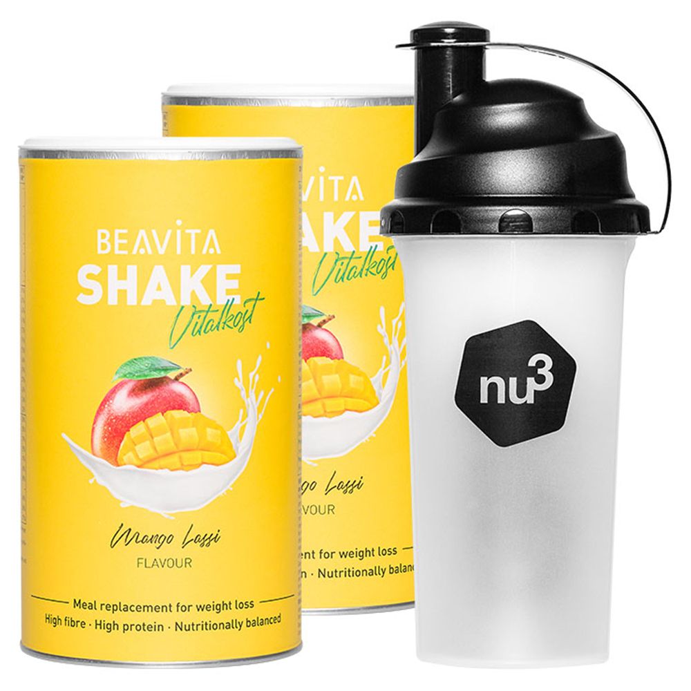 BEAVITA Vitalkcost Plus Mango Lassi Set da 2 + Shaker