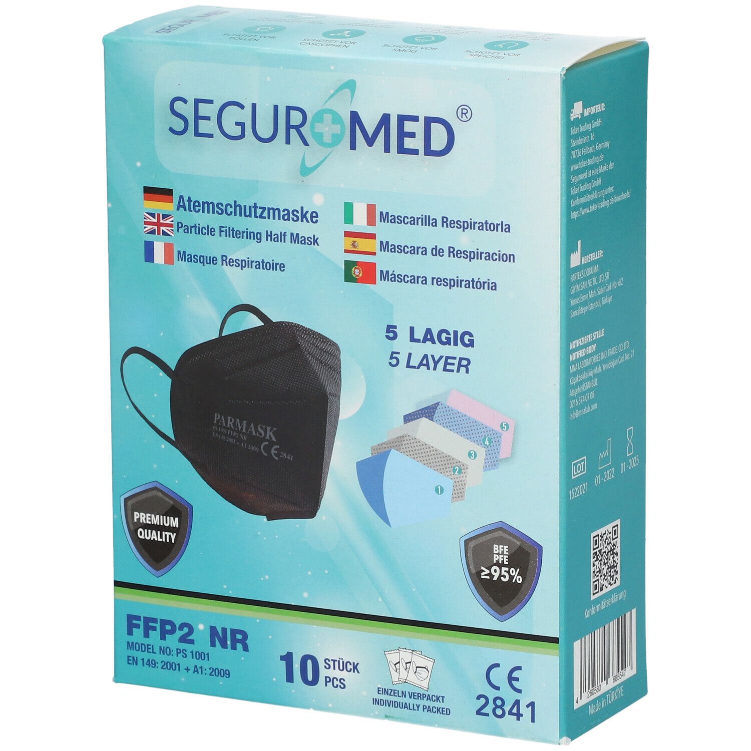 SEGUROMED® Mascherina FFP2 10 Pezzi