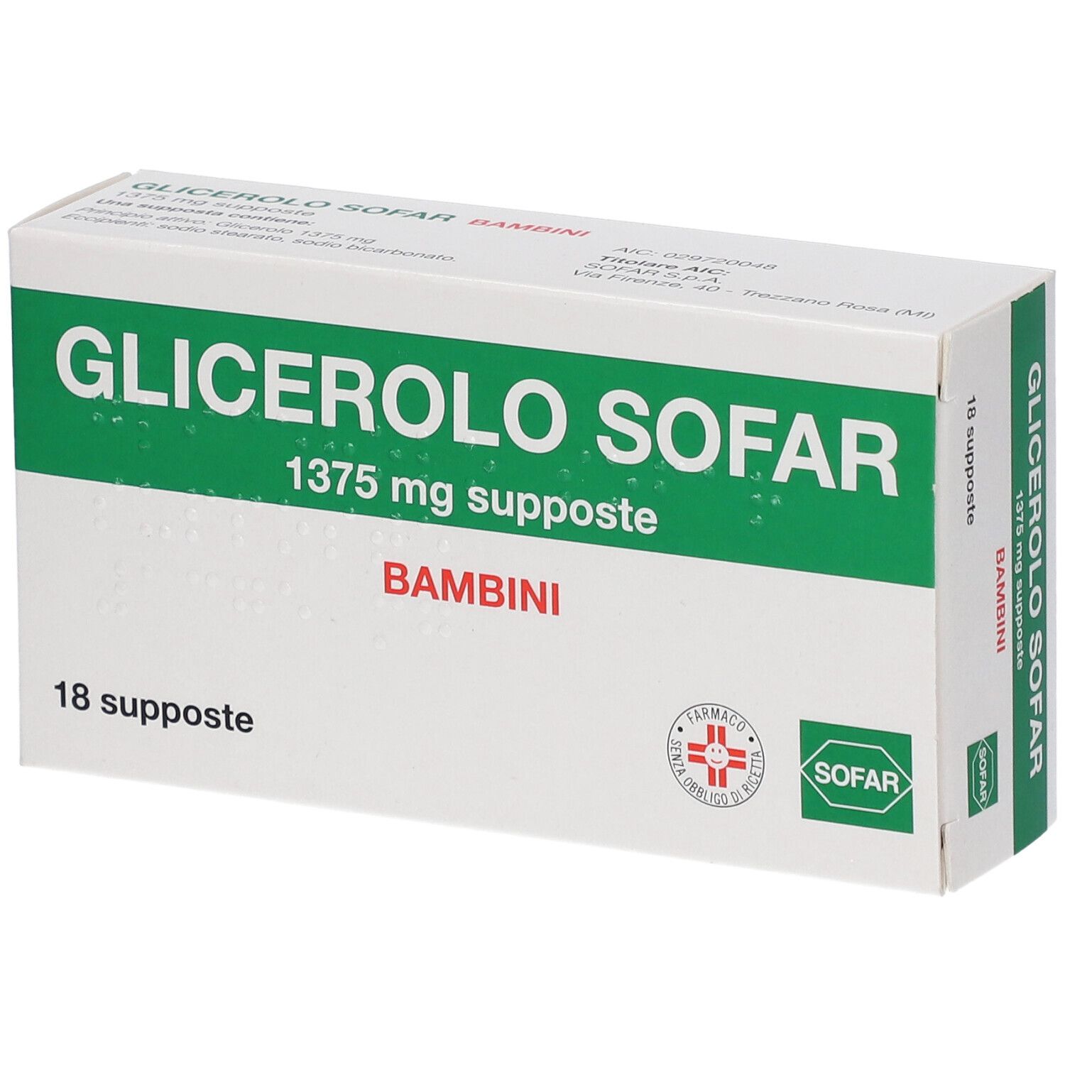 Glicerolo SOFAR 1375 mg Supposte Bambini