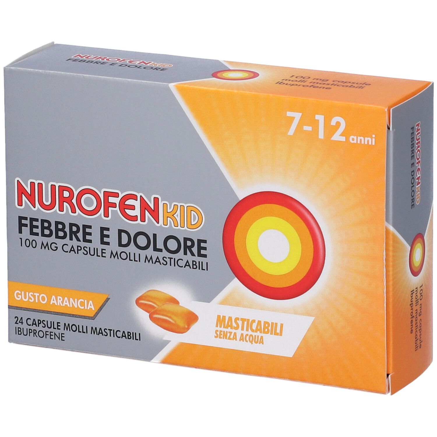 NUROFENKID Febbre e Dolore 100 mg Capsule Molli Masticabili