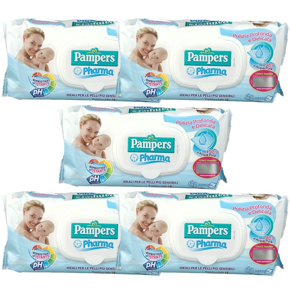 Pampers Pharma Salviettine Pelli più Sensibili Set da 5 Pacchi