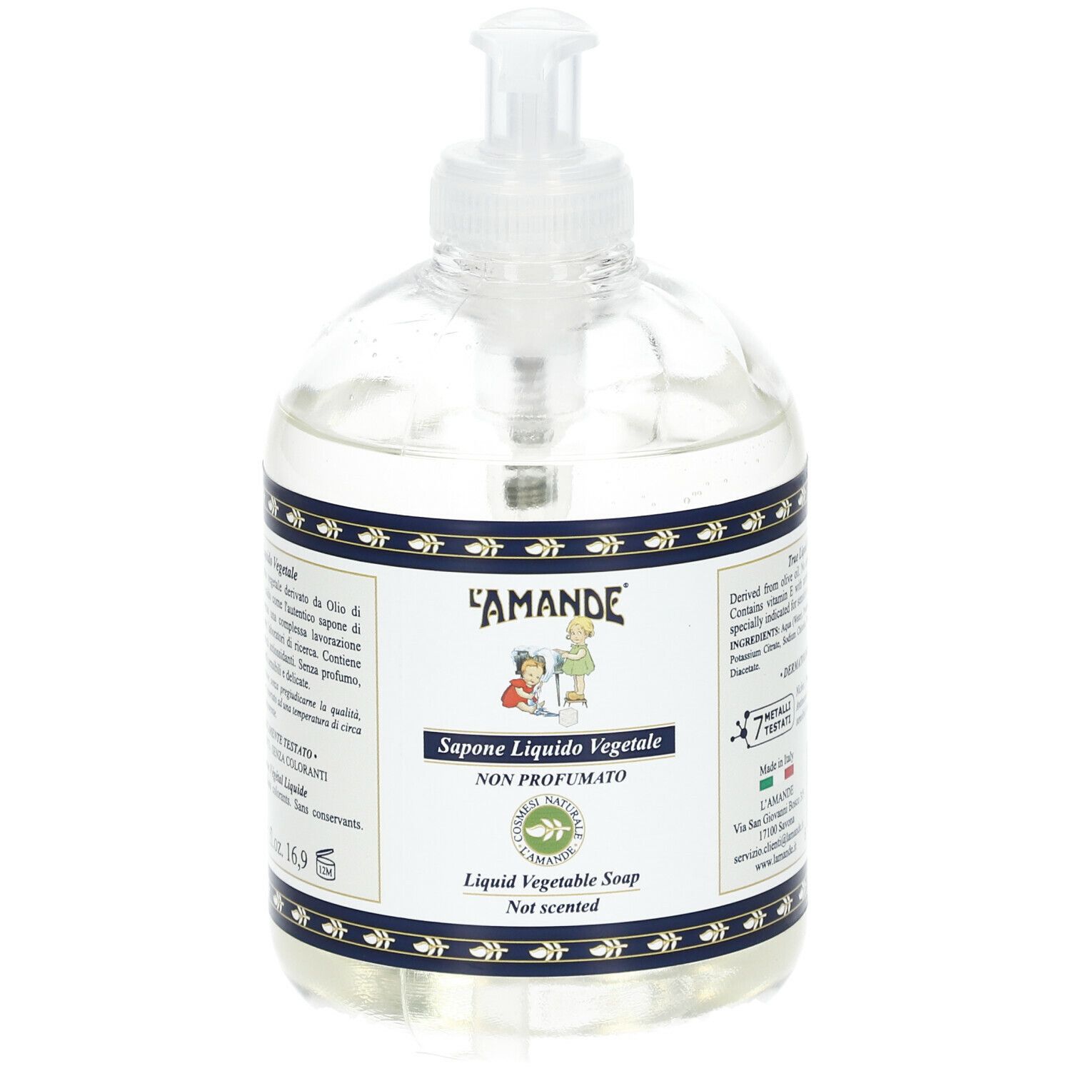 L'AMANDE® Sapone Liquido Vegetale Non Profumato