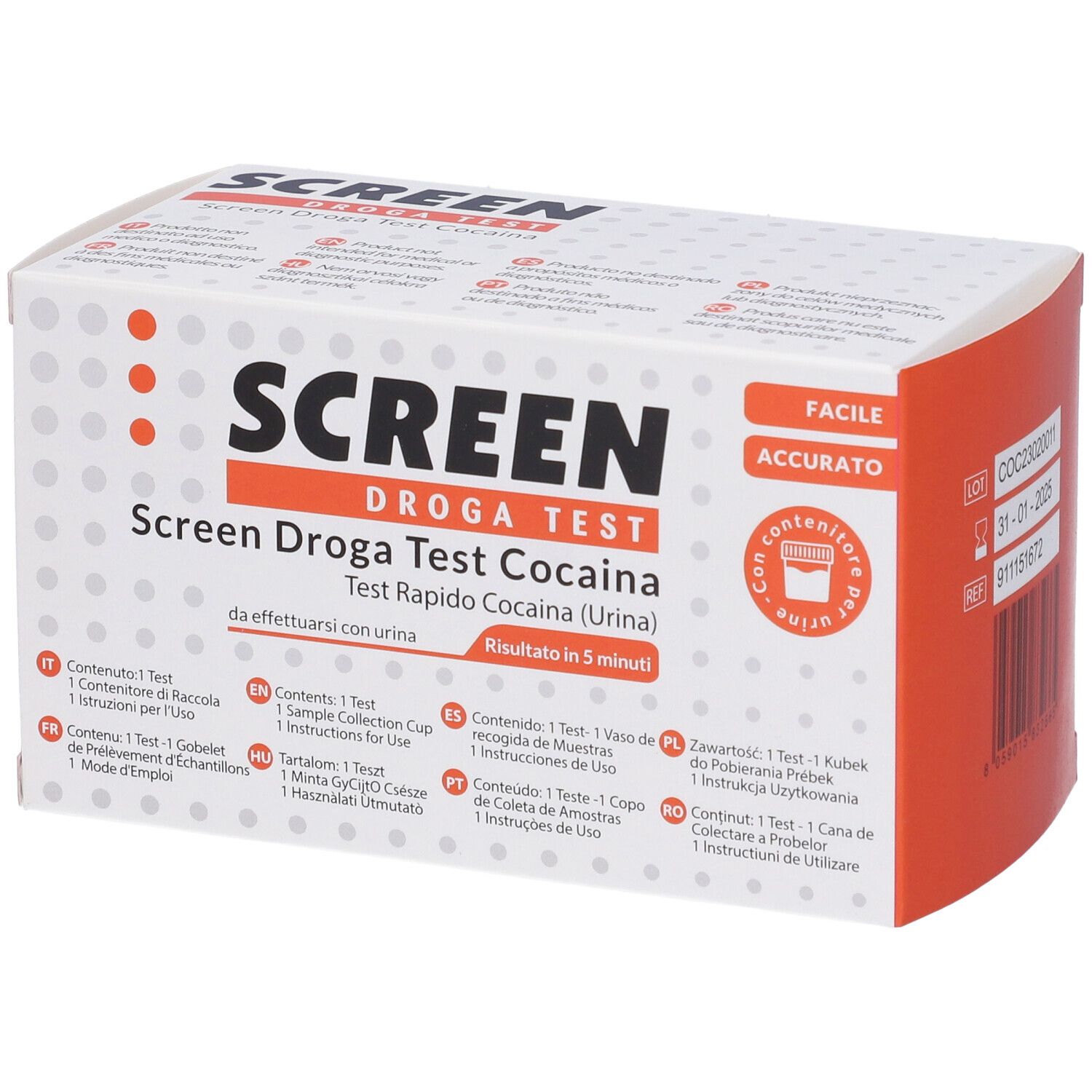SCREEN® Droga Test Cocaina