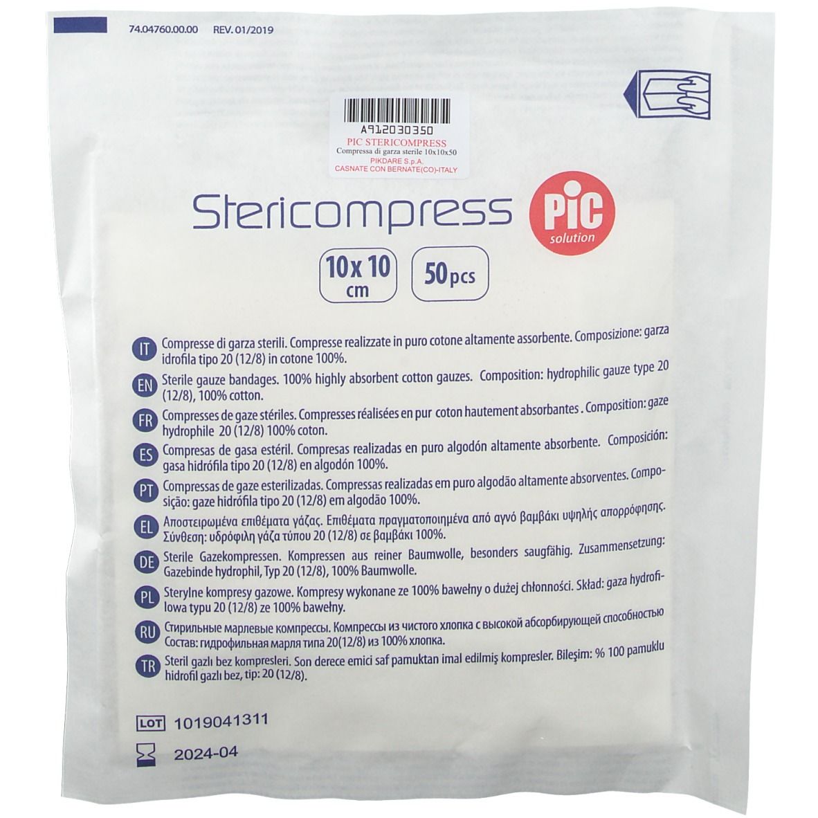 Pic Solution Stericompress 10 cm x 10 cm