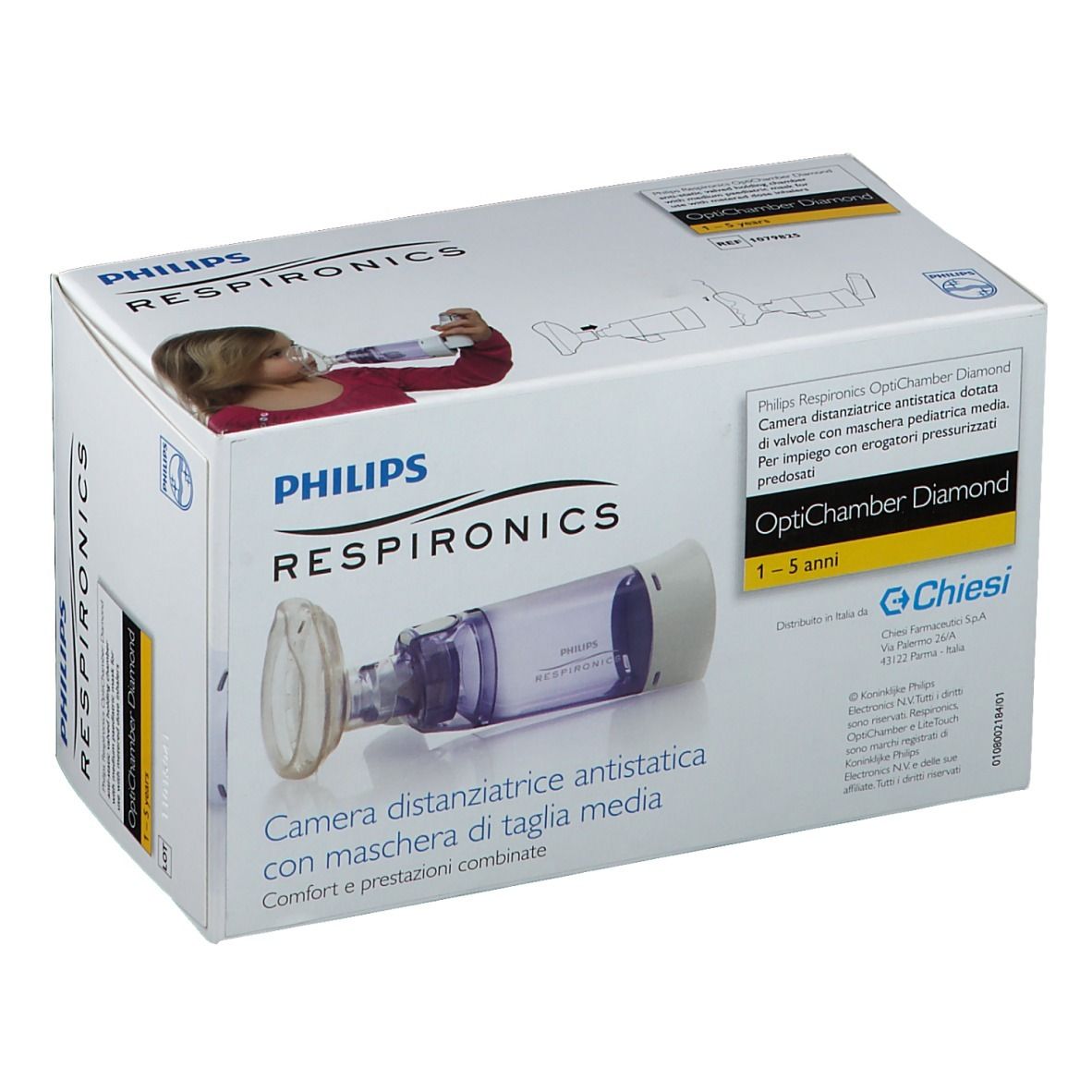 PHILIPS OptiChamber Diamond Camera Distanziatrice e Maschera Pediatrica