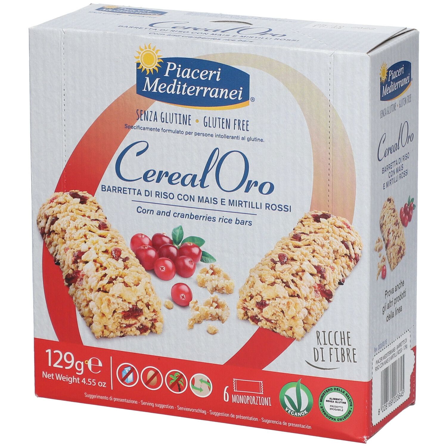 Piaceri Mediterranei® Cereal Oro Barretta di Riso con Mais e Mirtilli Rossi