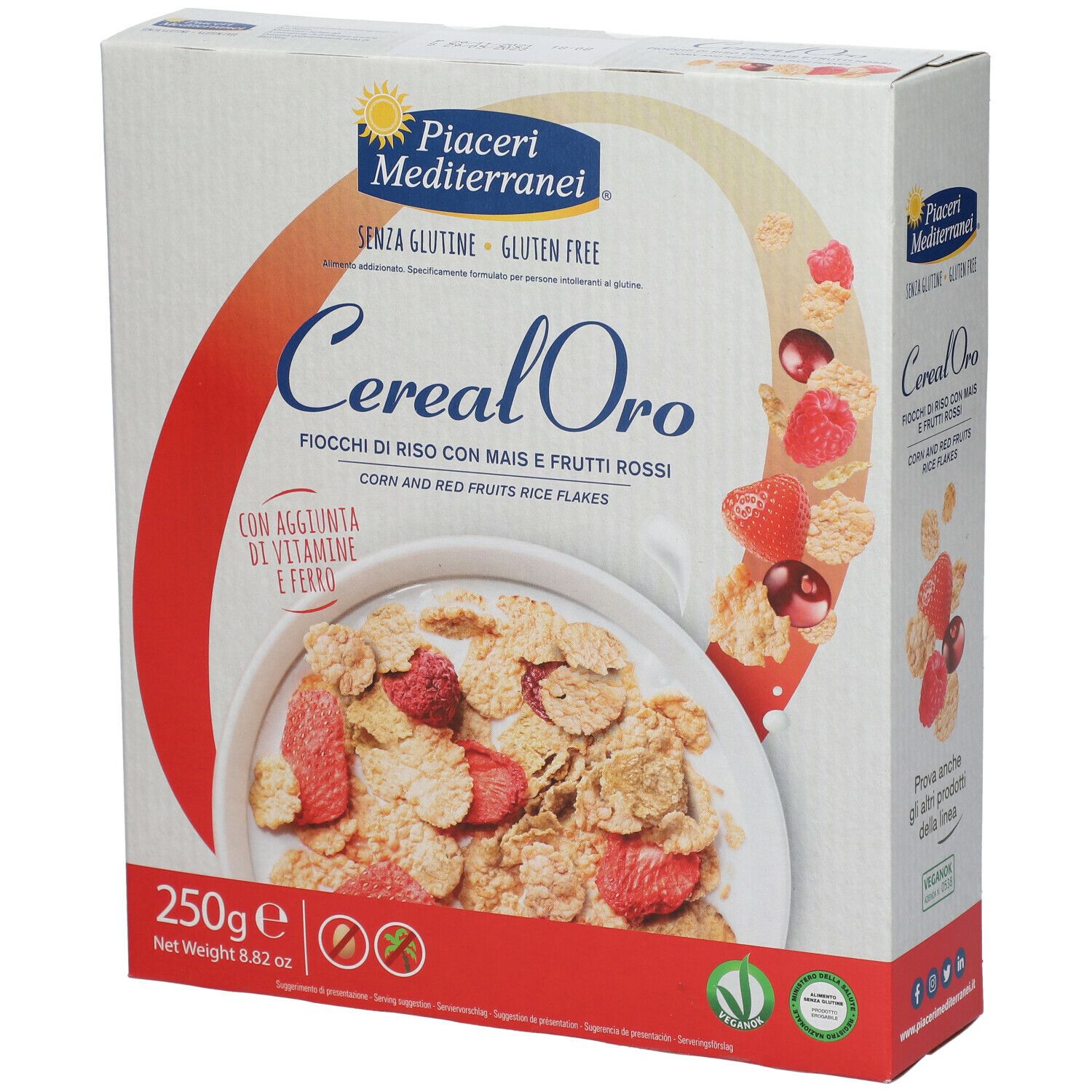 Piaceri Mediterranei® Cereal Oro Fiocchi di Riso con Mais e Frutti Rossi