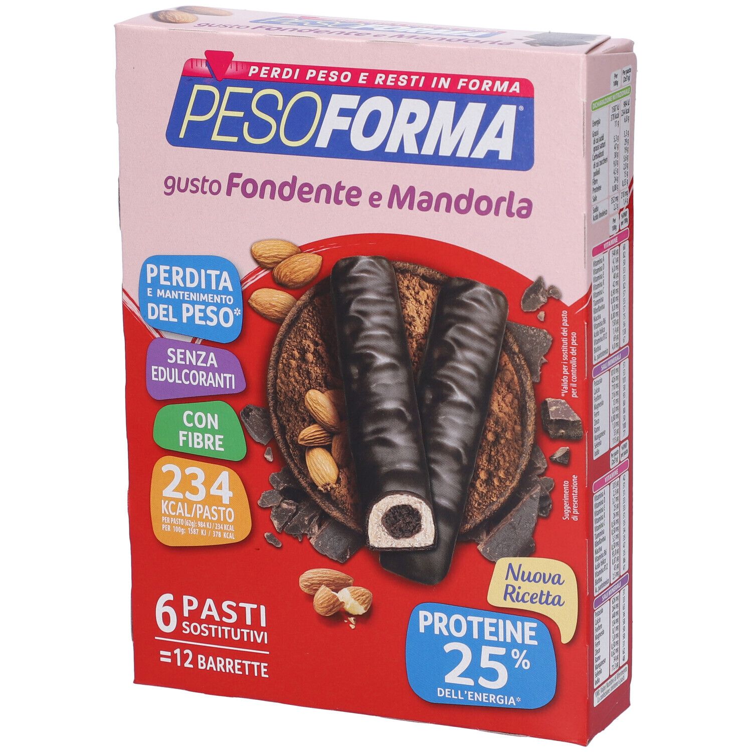 PESOFORMA® Barrette al Cioccolato Fondente e Mandorla