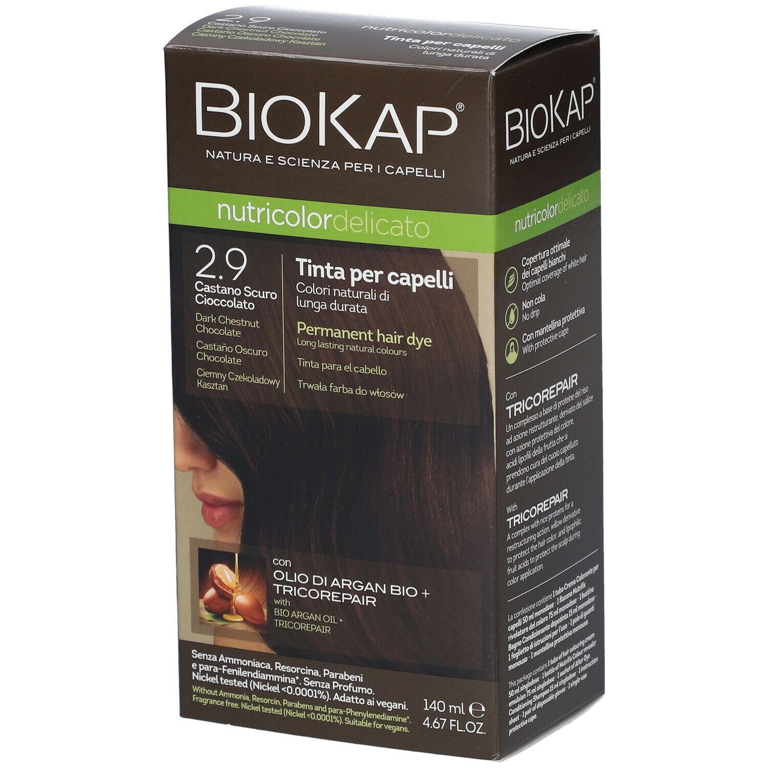 BIOSLINE BioKap® Nutricolor Tinta Delicato 2.9 Castano Scuro Cioccolato