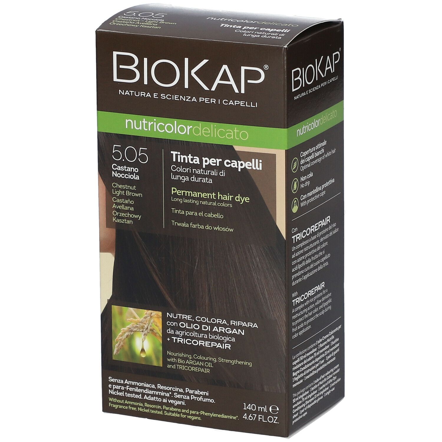 BIOS LINE BioKap® Nutricolor Tinta Delicato 5.05 Castano Nocciola