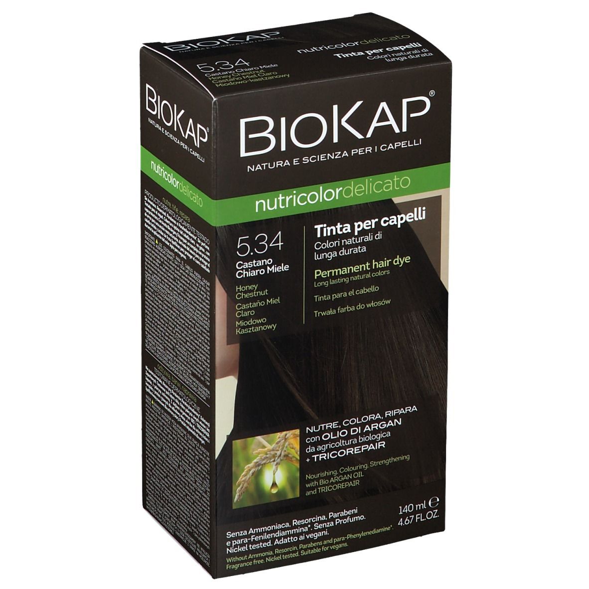 BIOS LINE BioKap® Nutricolor Tinta Delicato 5.34 Castano Chiaro Miele