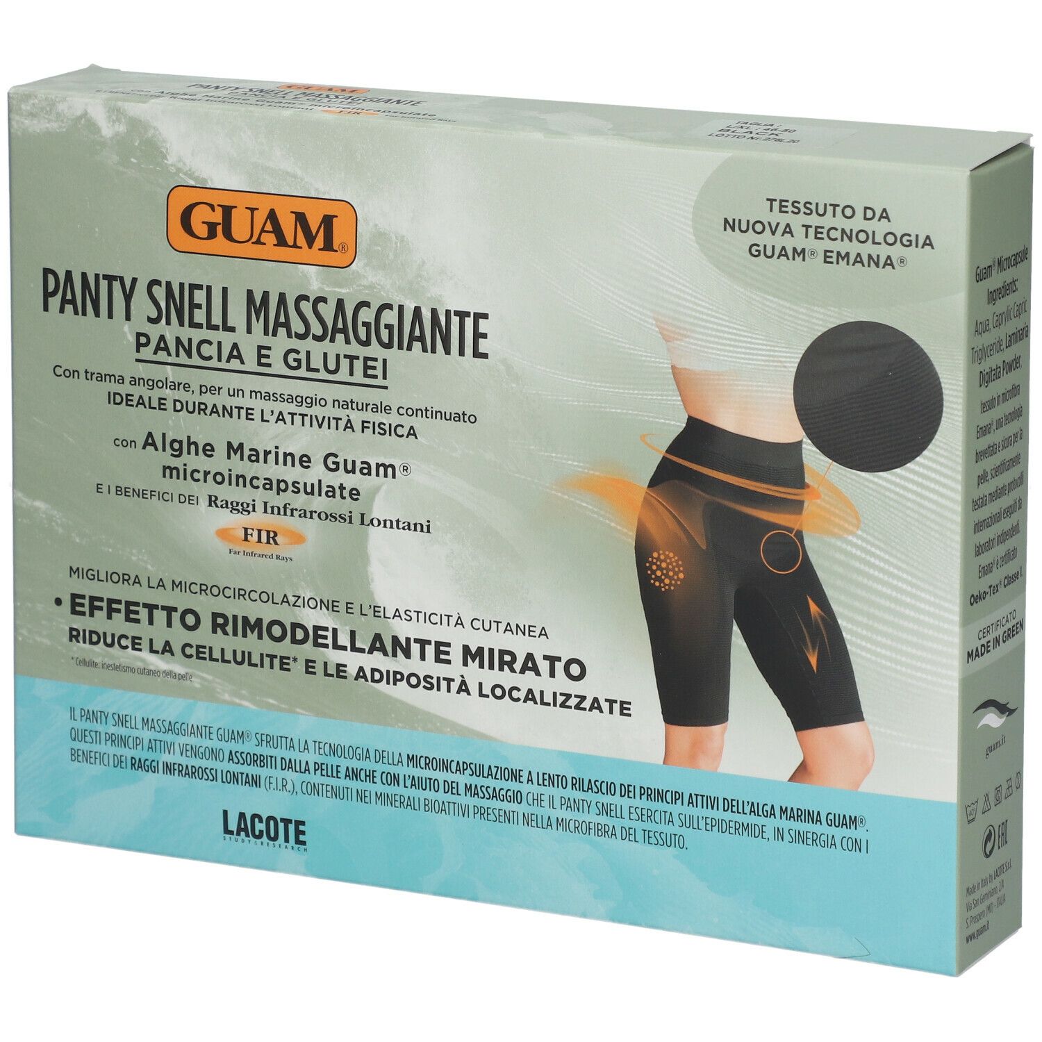 GUAM® Panty Snell Massaggiante Pancia e Glutei L/XL black