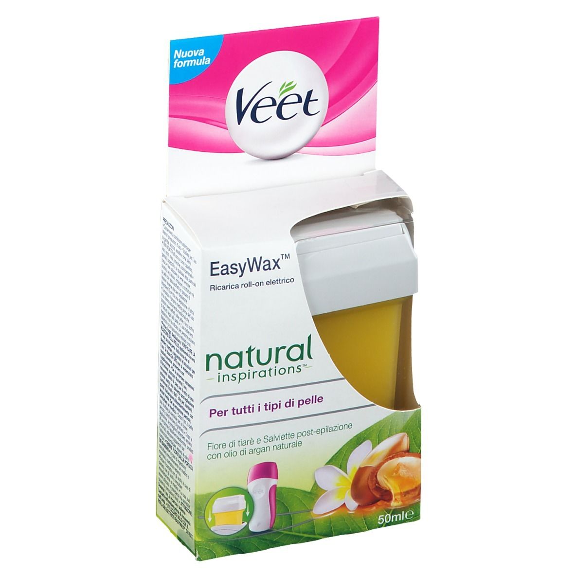 Veet® Easy Wax™ Ricarica Roll On Natural Inspirations Fiore Tiarè & Argan Oil