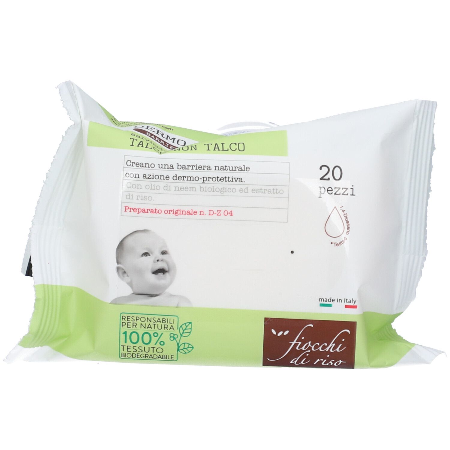 Fiocchi di Riso Talco NON Talco Salviette Rinfrescanti e Lenitive