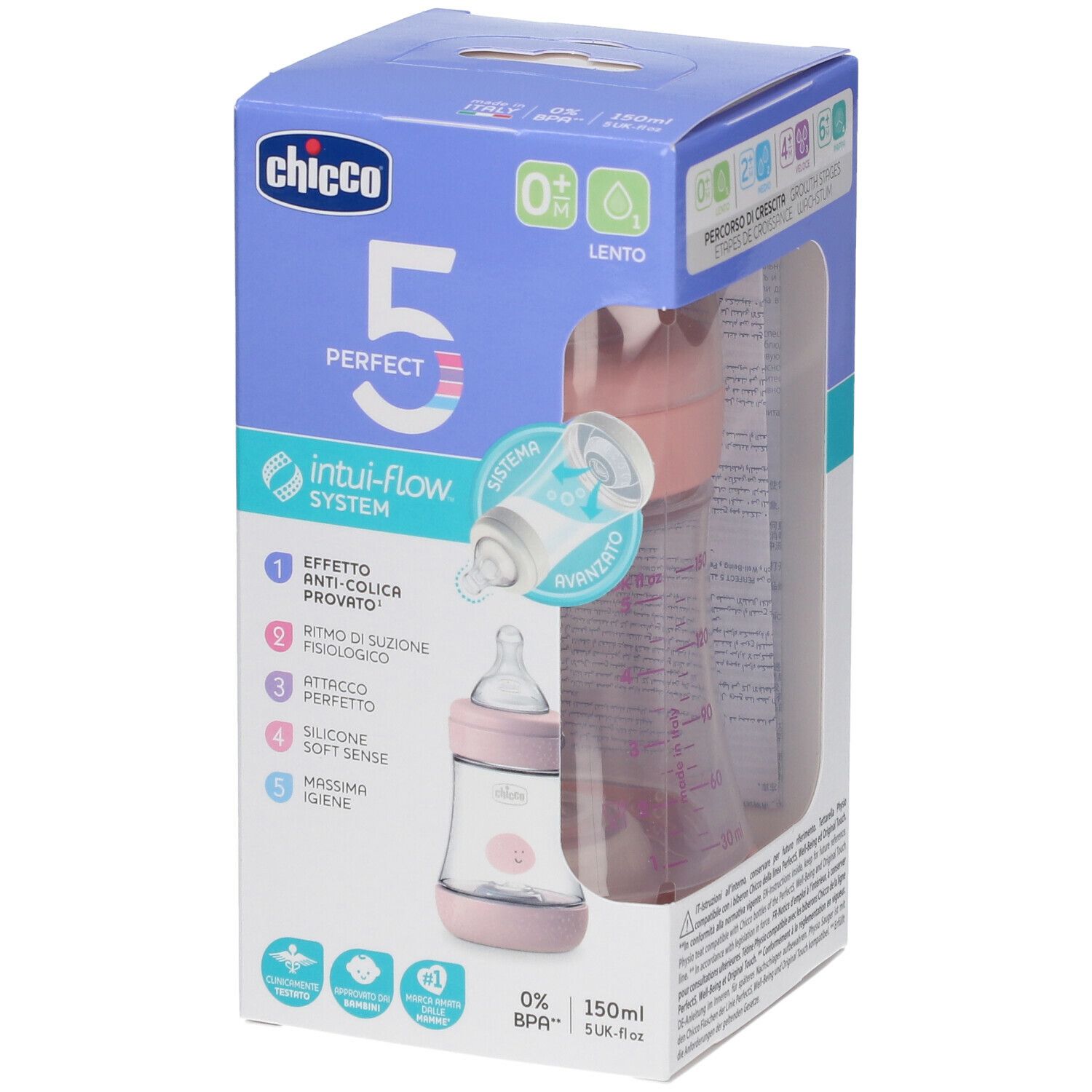Chicco PERFECT 5 Biberon 150 ml Flusso Lento