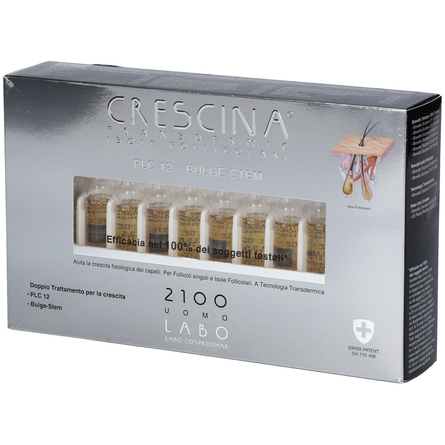 CRESCINA® Transdermic Isole Follicolari PLC12 Bulge-Stem 2100 Uomo