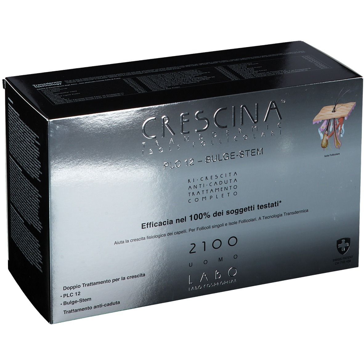 CRESCINA® Transdermic Isole Follicolari PLC12 Bulge-Stem - Anti Caduta 2100 Uomo