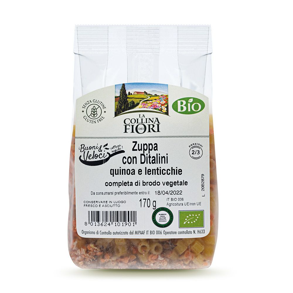 La Collina dei Fiori Zuppa con Ditalini Quinoa e Lenticchie Senza Glutine