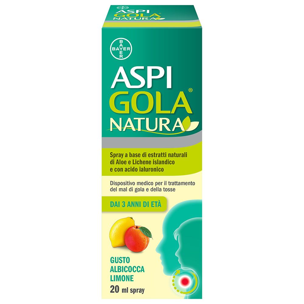 Aspi Gola Natura Mal di Gola e Tosse Spray Albicocca e Limone