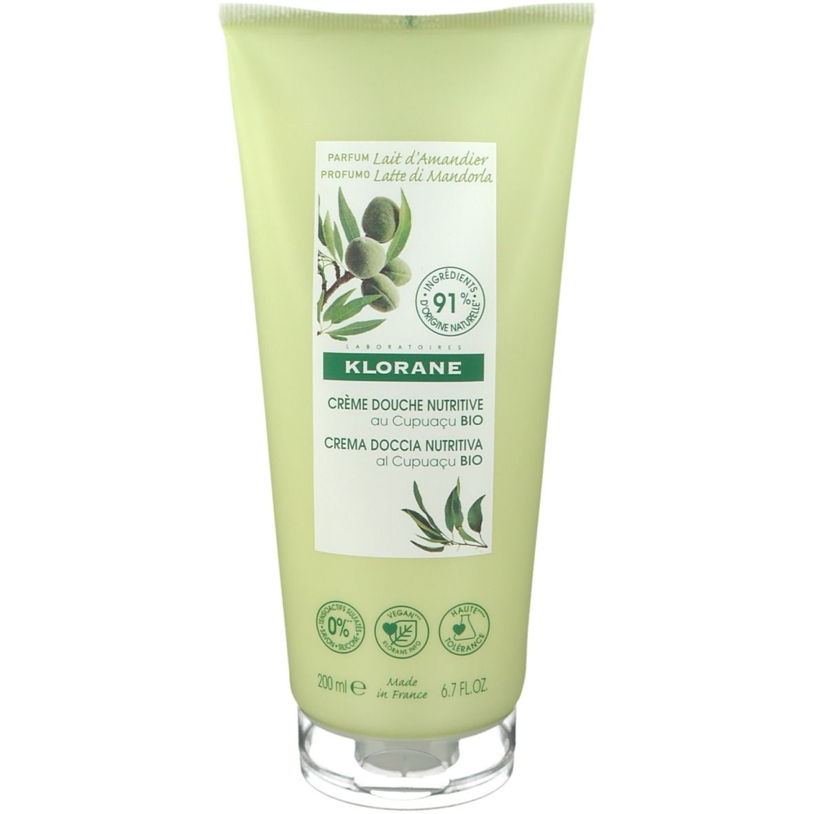 KLORANE Crema Doccia Ricca Latte di Mandorla al Burro di Cupuacu BIO