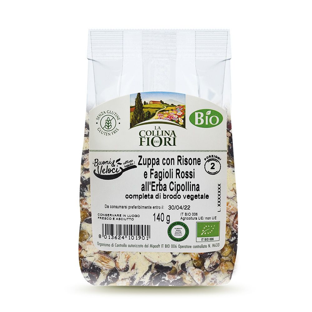 La Collina dei Fiori Zuppa con Risone e Fagioli Rossi all'Erba Cipollina Senza Glutine