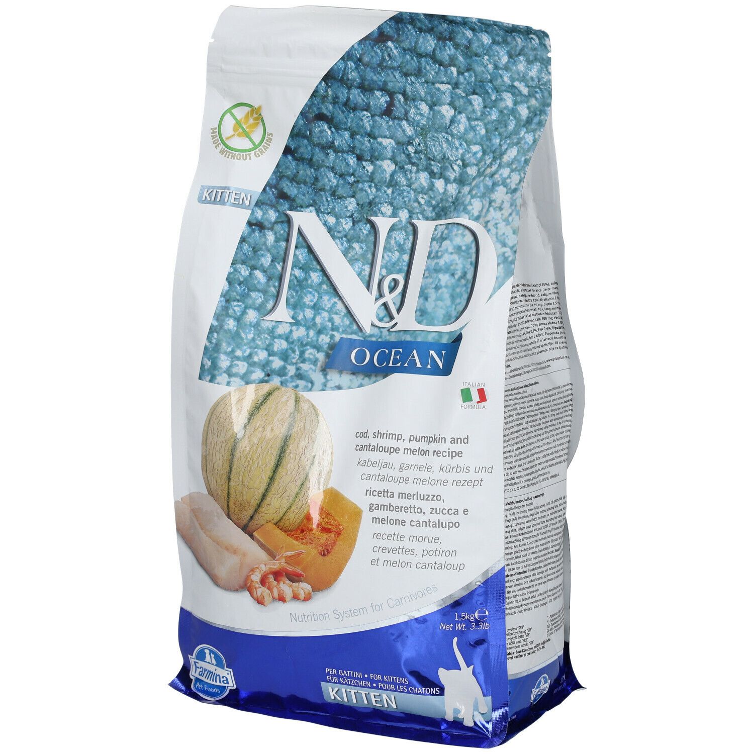 Farmina® N&D Ocean Cod, Shrimp, Pumpkin And Cantaloupe Melon Kitten