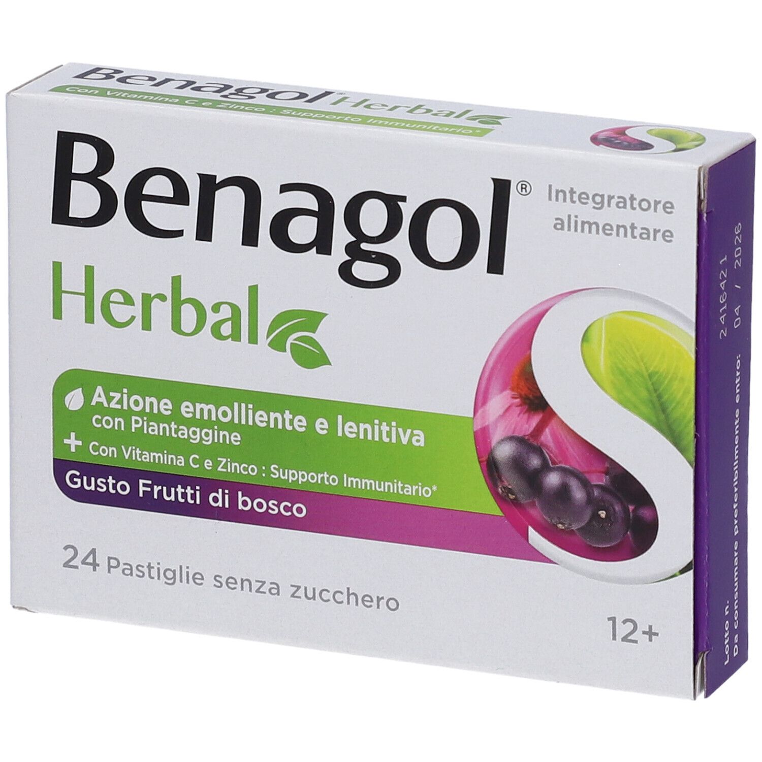 Benagol® Herbal Supporto Immunitario con Vitamina C e Zinco Gusto Frutti di Bosco