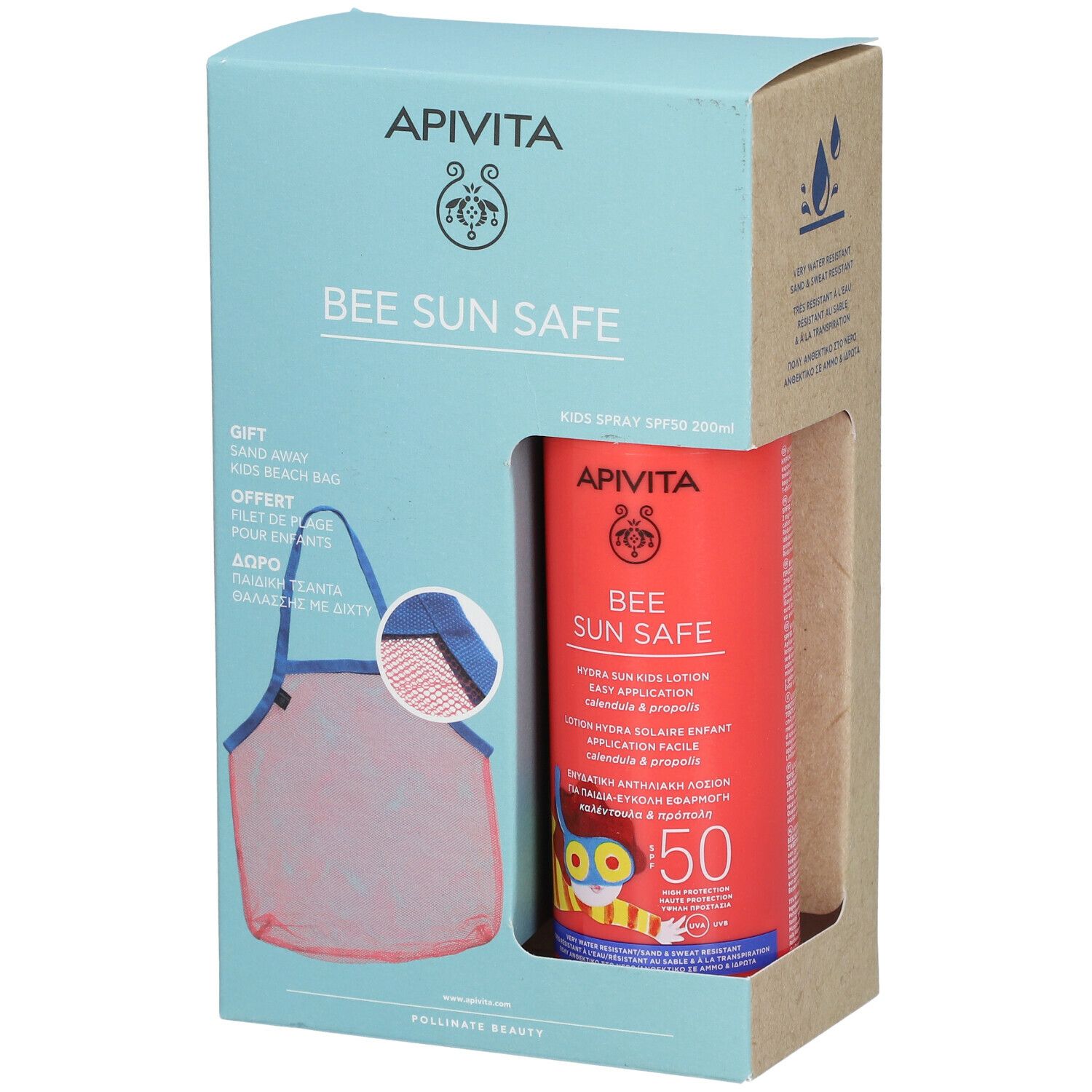 APIVITA Bee Sun Safe Lozione Spray Hydra Sun Bambino - Facile Applicazione SPF50 + Borsa da Spiaggia per Bambini